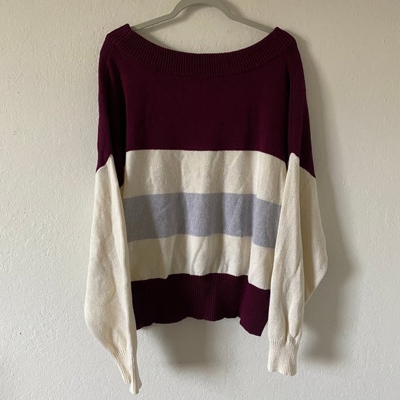 Lucky Brand Womens Sweater Relaxed Fit Ribbed Size XXL Knit Pullover Stripe - Picture 7 of 11